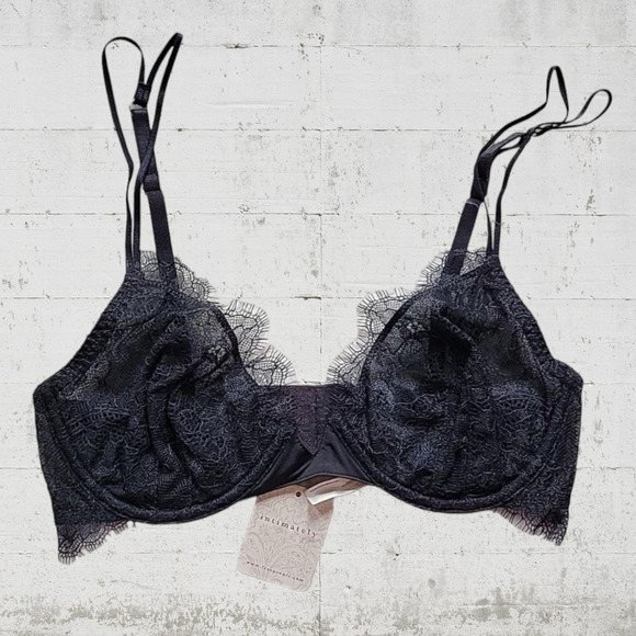 Intimately Free People Black Allure Lace Underwire Unpadded Bra Size 32C - Picture 1 of 8